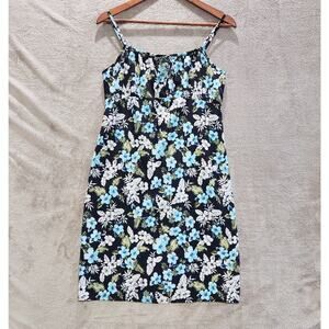Fashion Bug Womens Black Floral Y2K Babydoll Dress Size 8 90s Cottage Tropical